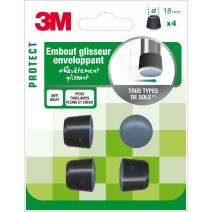 Embout gliss env noir d18mm x4
